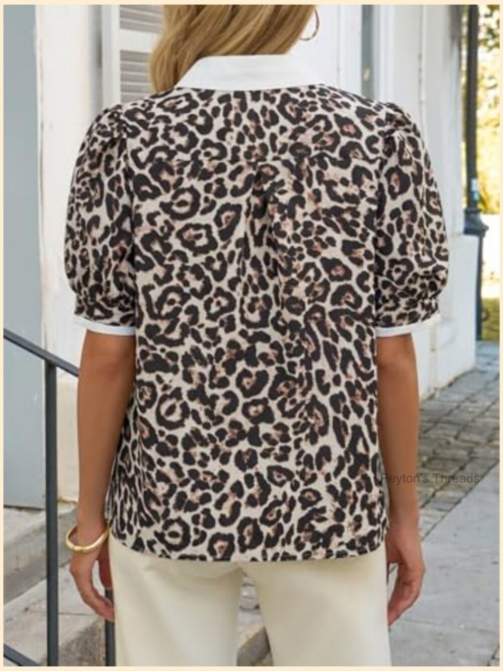 Floral Puff Sleeve V-Neck Blouse Boho Summer Casual Top - Picture 3 of 6
